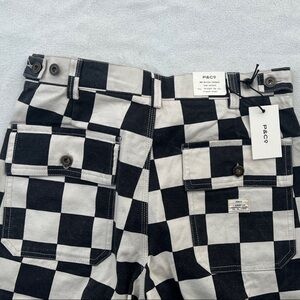 P&Co Black and White Checkered Women's Cropped Canvas Pants
